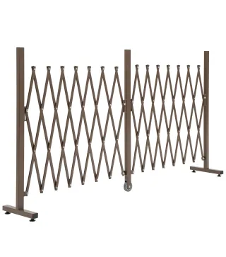 Valla de Jardín Exterior de Aleación de Aluminio Extensible con Rueda para Decoración Patio 405x31x103,5 cm Café Oscuro