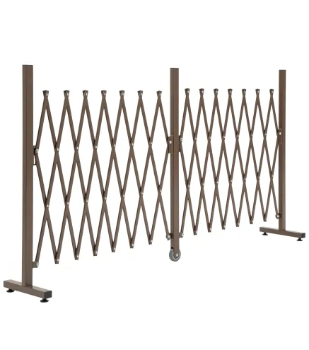Valla de Jardín Exterior de Aleación de Aluminio Extensible con Rueda para Decoración Patio 405x31x103,5 cm Café Oscuro