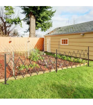 Valla de Jardín Exterior de Aleación de Aluminio Extensible con Rueda para Decoración Patio 405x31x103,5 cm Café Oscuro