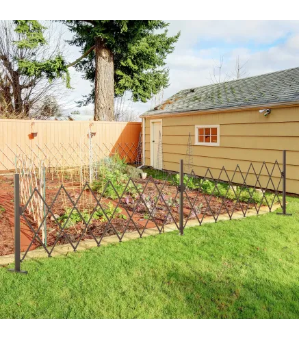 Valla de Jardín Exterior de Aleación de Aluminio Extensible con Rueda para Decoración Patio 405x31x103,5 cm Café Oscuro