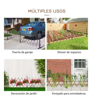 Valla de Jardín Exterior de Aleación de Aluminio Extensible con Rueda para Decoración Patio 405x31x103,5 cm Café Oscuro