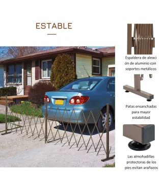 Valla de Jardín Exterior de Aleación de Aluminio Extensible con Rueda para Decoración Patio 405x31x103,5 cm Café Oscuro