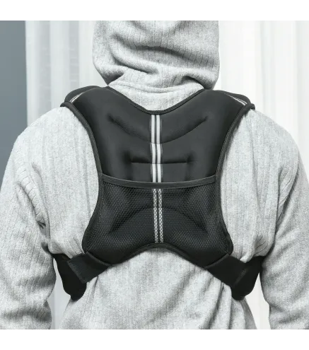 Chaleco Lastrado 5 kg con 2 Correas Ajustables y Bandas Reflectantes para Entrenamiento de Fuerza Jogging Negro