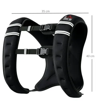 Chaleco Lastrado 5 kg con 2 Correas Ajustables y Bandas Reflectantes para Entrenamiento de Fuerza Jogging Negro