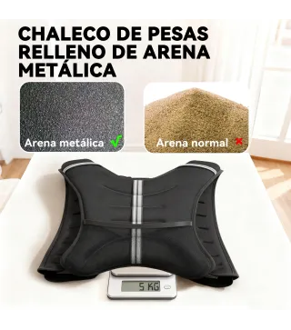 Chaleco Lastrado 5 kg con 2 Correas Ajustables y Bandas Reflectantes para Entrenamiento de Fuerza Jogging Negro
