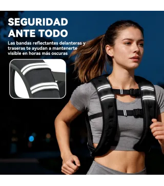 Chaleco Lastrado 5 kg con 2 Correas Ajustables y Bandas Reflectantes para Entrenamiento de Fuerza Jogging Negro
