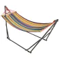 Hamaca con Soporte Plegable 2 en 1 Tendedero con Barra Estructura de Acero para Jardín 270x100x94 cm Multicolor
