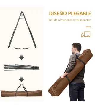 Hamaca con Soporte Plegable 2 en 1 Tendedero con Barra Estructura de Acero para Jardín 270x100x94 cm Multicolor