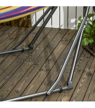 Hamaca con Soporte Plegable 2 en 1 Tendedero con Barra Estructura de Acero para Jardín 270x100x94 cm Multicolor