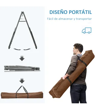 Hamaca con Soporte Plegable 2 en 1 Tendedero con Barra Estructura de Acero para Jardín 270x100x94 cm Azul y Verde