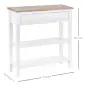 Mesa Consola Mesa Recibidor con 2 Estantes y Cajón para Entrada Pasillo Salón 75,6x27,5x80,5 cm Blanco