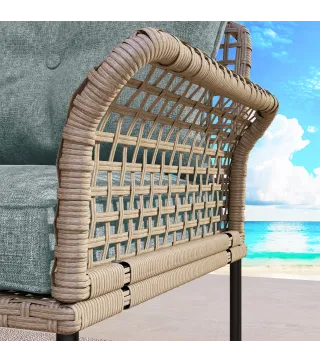 Conjunto de Jardín de Ratán Sintético con Sofá de Exterior de 4 Módulos y 1 Mesa de Centro y Cojines Gris