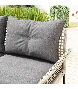 Conjunto de Jardín de Ratán Sintético con Sofá de Exterior de 4 Módulos y 1 Mesa de Centro y Cojines Gris