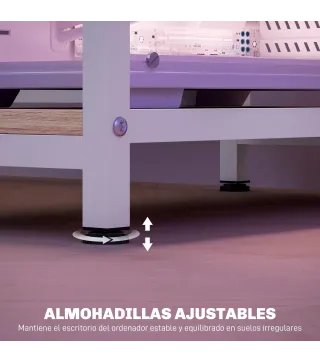 Mesa de Escritorio con Luces LED Cajones Tomas de Corriente Puertos USB y Soporte para Monitor 155,5x48x88,5 cm Natural