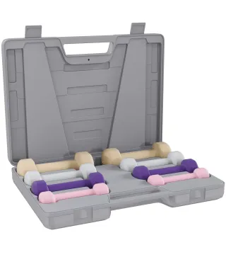 Juego de Mancuernas de 8 Piezas 2x0,5 kg 2x1 kg 2x1,5 kg 2x2 kg Antideslizantes y Estuche de Transporte Multicolor
