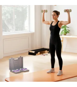 Juego de Mancuernas de 8 Piezas 2x0,5 kg 2x1 kg 2x1,5 kg 2x2 kg Antideslizantes y Estuche de Transporte Multicolor