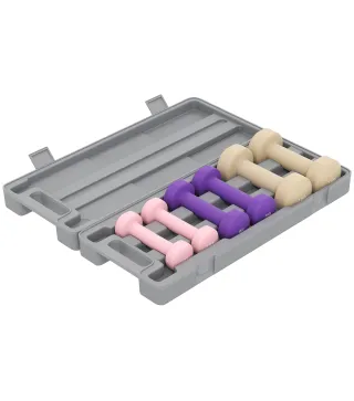 Juego de 6 Mancuernas Hexagonales de 1,5kg 1kg y 0,5kg con Revestimiento de PU con Maletín 43x18x7,5 cm Multicolor