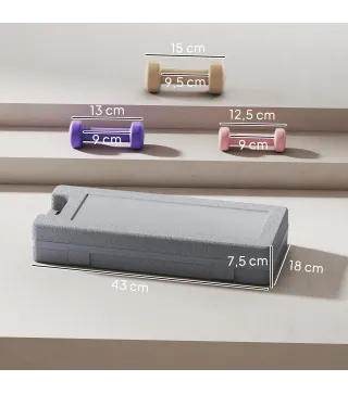 Juego de 6 Mancuernas Hexagonales de 1,5kg 1kg y 0,5kg con Revestimiento de PU con Maletín 43x18x7,5 cm Multicolor