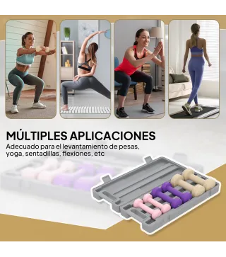 Juego de 6 Mancuernas Hexagonales de 1,5kg 1kg y 0,5kg con Revestimiento de PU con Maletín 43x18x7,5 cm Multicolor