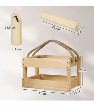 Juego de Bolos Finlandeses de Madera con 12 Bolos 1 Palo y Caja de Transporte para Adultos Jardín Natural