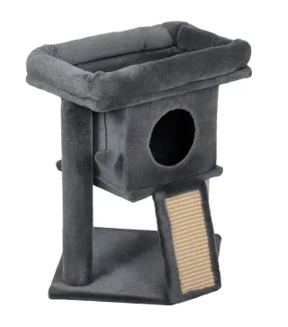 Árbol Rascador para Gatos Pequeños 57 cm con Rampa para Rascar Cueva Cama y Bola Colgante 40x40x57 cm Gris Oscuro