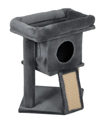Árbol Rascador para Gatos Pequeños 57 cm con Rampa para Rascar Cueva Cama y Bola Colgante 40x40x57 cm Gris Oscuro
