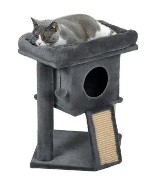 Árbol Rascador para Gatos Pequeños 57 cm con Rampa para Rascar Cueva Cama y Bola Colgante 40x40x57 cm Gris Oscuro