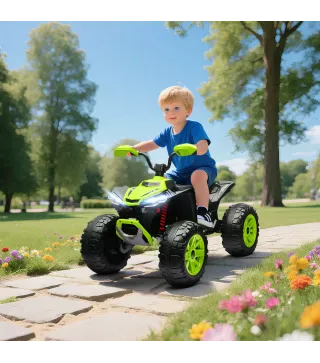 Quad Eléctrico para Niños de 3-8 Años 24V con 2 Motores Velocidad hasta 6,5 km/h Ruedas con Suspensión Verde