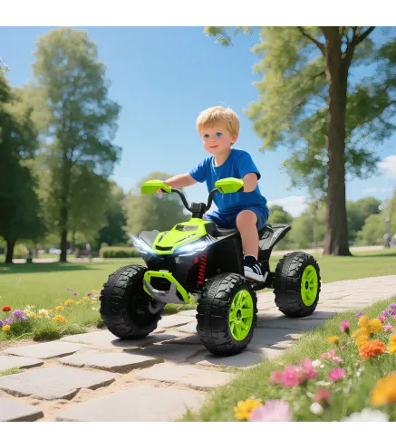 Quad Eléctrico para Niños de 3-8 Años 24V con 2 Motores Velocidad hasta 6,5 km/h Ruedas con Suspensión Verde