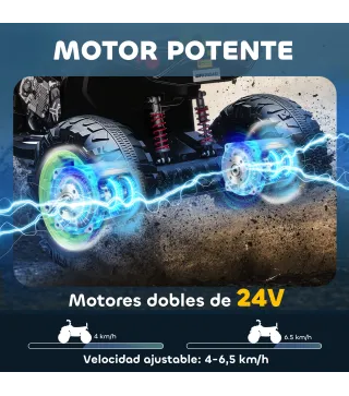 Quad Eléctrico para Niños de 3-8 Años 24V con 2 Motores Velocidad hasta 6,5 km/h Ruedas con Suspensión Verde