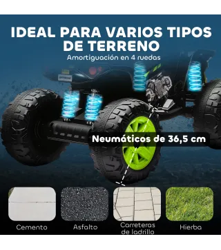 Quad Eléctrico para Niños de 3-8 Años 24V con 2 Motores Velocidad hasta 6,5 km/h Ruedas con Suspensión Verde