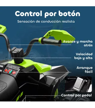 Quad Eléctrico para Niños de 3-8 Años 24V con 2 Motores Velocidad hasta 6,5 km/h Ruedas con Suspensión Verde