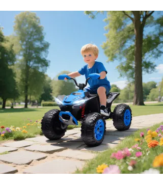 Quad Eléctrico para Niños de 3-8 Años 24V con 2 Motores Velocidad hasta 6,5 km/h Ruedas con Suspensión Azul