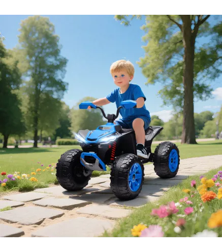 Quad Eléctrico para Niños de 3-8 Años 24V con 2 Motores Velocidad hasta 6,5 km/h Ruedas con Suspensión Azul