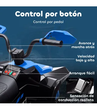 Quad Eléctrico para Niños de 3-8 Años 24V con 2 Motores Velocidad hasta 6,5 km/h Ruedas con Suspensión Azul