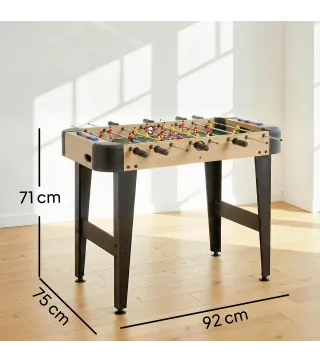Futbolín de Mesa de 92 cm con 22 Jugadores 2 Pelotas Marcadores Manuales Mangos Antideslizantes Madera Natural