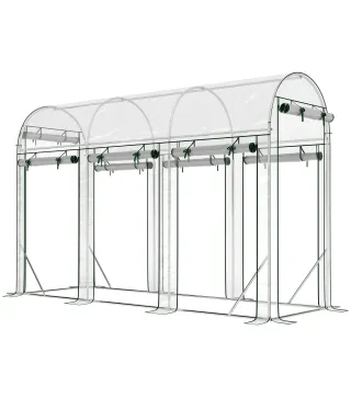 Invernadero de Túnel 3x1x2 m con 8 Puertas Enrollables y Estructura de Acero Galvanizado Anti-UV Transparente