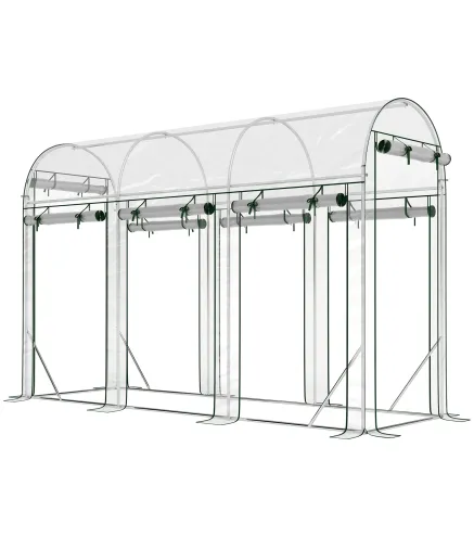 Invernadero de Túnel 3x1x2 m con 8 Puertas Enrollables y Estructura de Acero Galvanizado Anti-UV Transparente