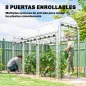 Invernadero de Túnel 3x1x2 m con 8 Puertas Enrollables y Estructura de Acero Galvanizado Anti-UV Transparente