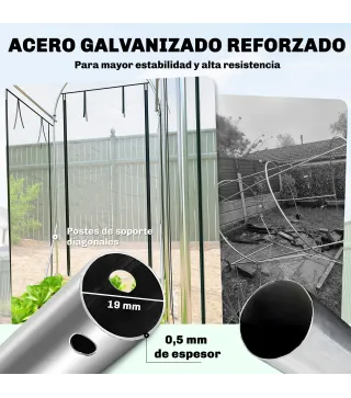Invernadero de Túnel 3x1x2 m con 8 Puertas Enrollables y Estructura de Acero Galvanizado Anti-UV Transparente