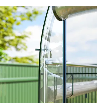 Invernadero de Túnel 3x1x2 m con 8 Puertas Enrollables y Estructura de Acero Galvanizado Anti-UV Transparente