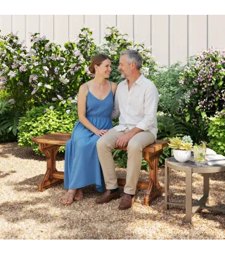 Banco de Jardín de Madera Banco Rústico Exterior de 2 Plazas con Base en Forma de X Carga 240kg 114x40x46cm Carbonizado