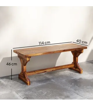 Banco de Jardín de Madera Banco Rústico Exterior de 2 Plazas con Base en Forma de X Carga 240kg 114x40x46cm Carbonizado