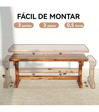 Banco de Jardín de Madera Banco Rústico Exterior de 2 Plazas con Base en Forma de X Carga 240kg 114x40x46cm Carbonizado