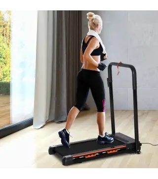 Cinta de Correr Plegable Cinta de Andar 1-6 km/h con Botón de Emergencia Pantalla LCD Control Remoto Potencia de Motor 500W Ahor