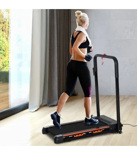 Cinta de Correr Plegable Cinta de Andar 1-6 km/h con Botón de Emergencia Pantalla LCD Control Remoto Potencia de Motor 500W Ahor