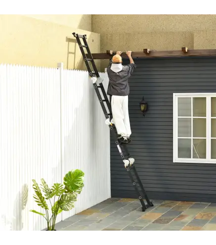 Escalera Multiusos Plegable Escalón Caballete 5 en 1 Portátil con 2 Placas de Plataforma Pie Antideslizante 6 Interrupto