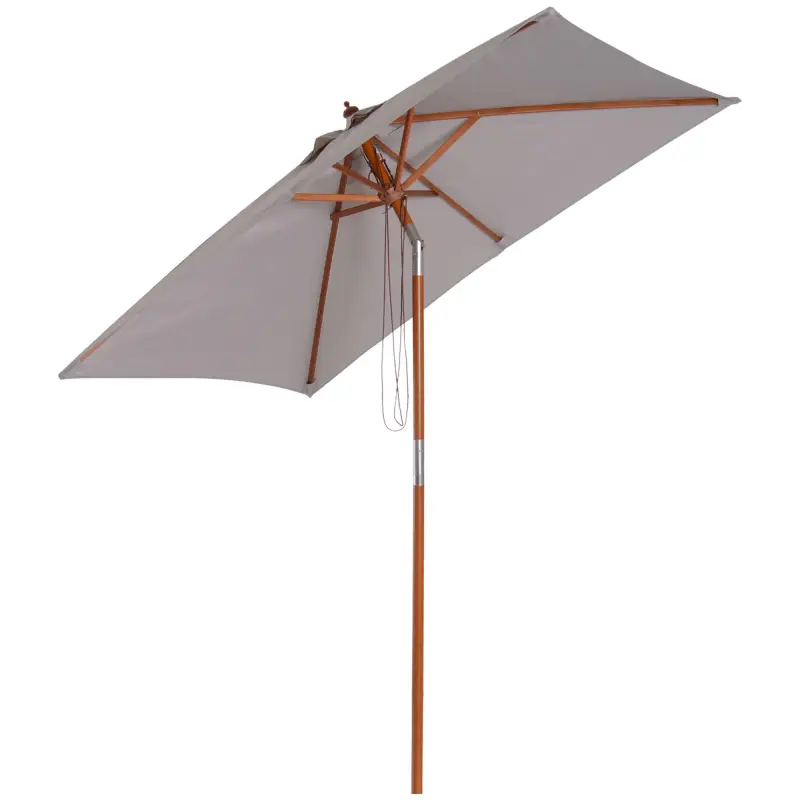 Parasol de Terraza Rectangular Inclinable 200x150x235 cm con Anti-UV Impermeable y Poste de Madera Gris
