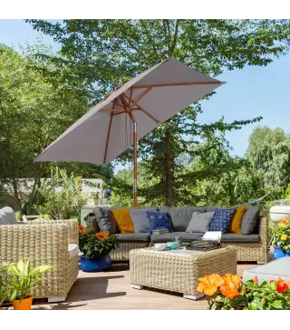 Parasol de Terraza Rectangular Inclinable 200x150x235 cm con Anti-UV Impermeable y Poste de Madera Gris