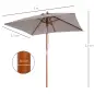 Parasol de Terraza Rectangular Inclinable 200x150x235 cm con Anti-UV Impermeable y Poste de Madera Gris